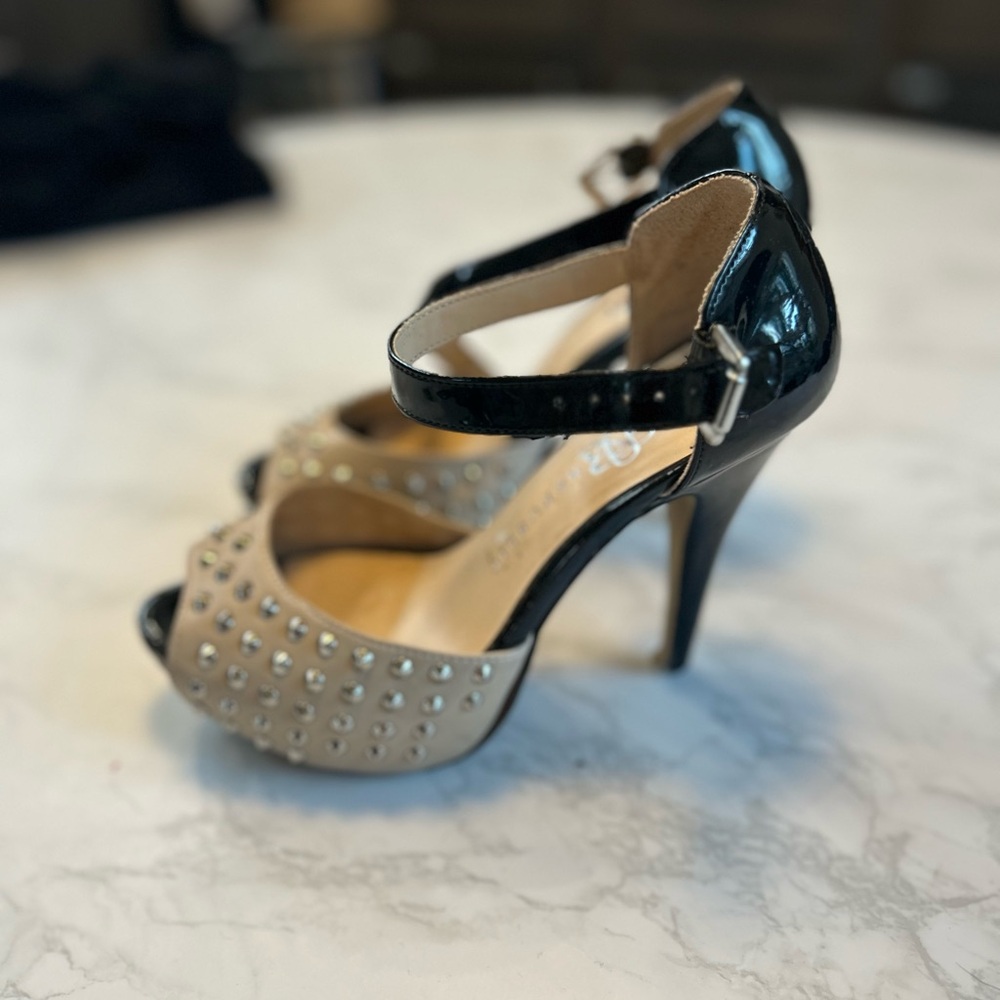 Studded Black and Tan Women's Heels